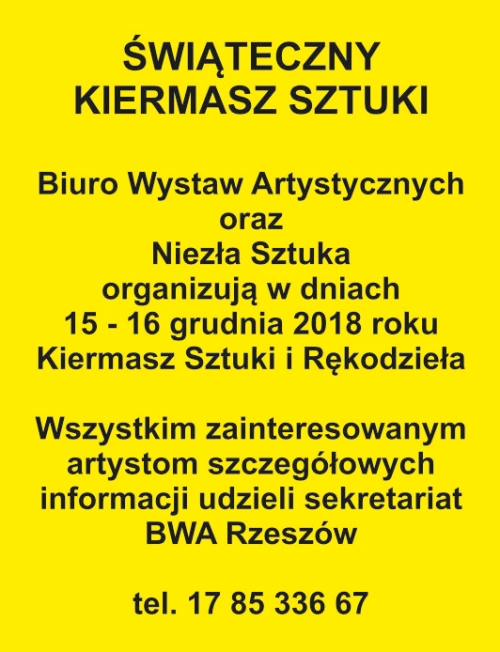 KIERMASZ SZTUKI 15 - 16 GRUDNIA 2018