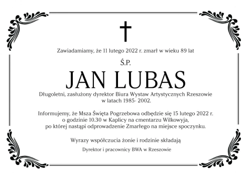 Zmarł Jan Lubas, wieloletni dyrektor BWA w Rzeszowie